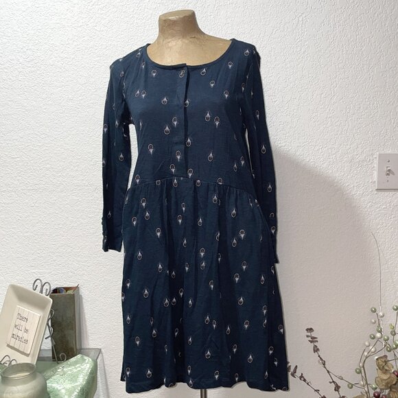 NWT $85 Navy Blue Amelie Ditsy L/S Dress FAT FACE S 6 - Picture 2 of 5